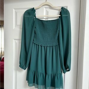 ARITZIA Wilfred Deep Teal Texture Mini dress